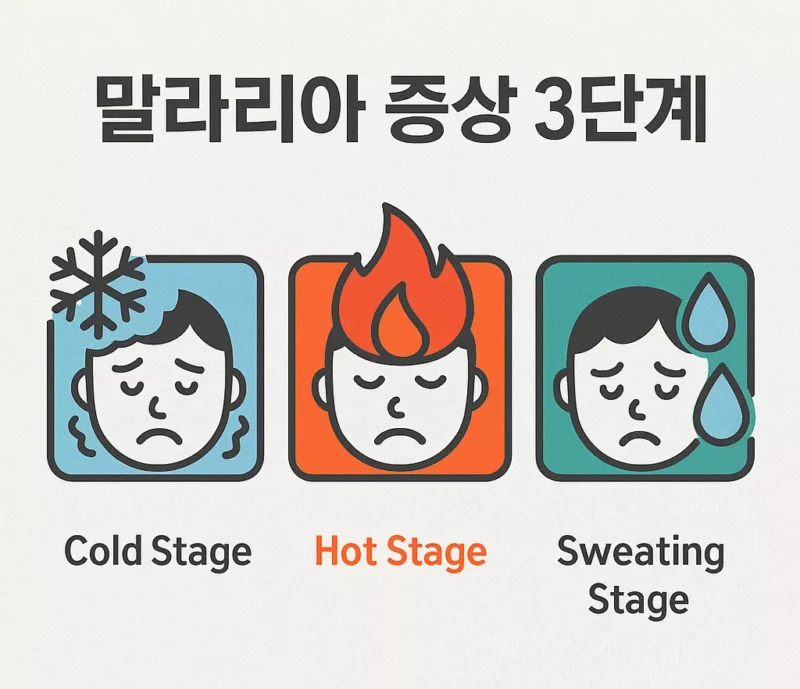 말라리아 증상 3단계 아이콘