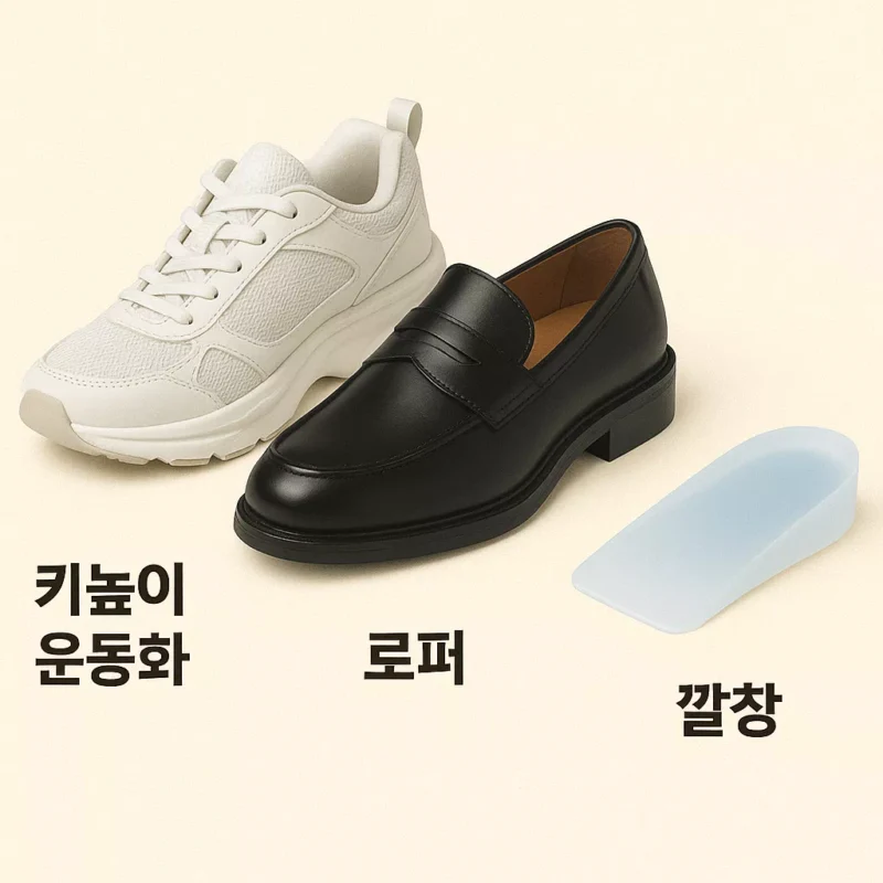 키높이운동화 로퍼 깔창 비교 사진