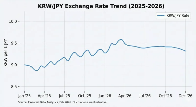 2025년~2026년 원화엔화 환율 차트 그래프