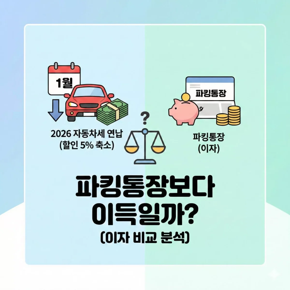 2026 자동차세 연납 할인 5% 축소 파킹통장보다 이득일까 (이자 비교 분석)