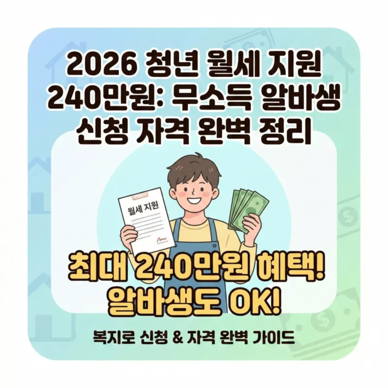 2026 청년 월세 지원 240만원 무소득 알바생 신청 자격 완벽 정리 썸네일