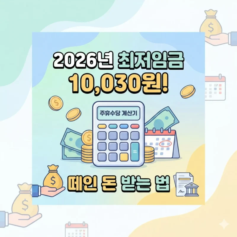 2026년 최저임금 10,030원! 주휴수당 계산기와 떼인 돈 받는 법