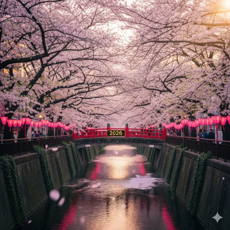 나카메구로 벚꽃 개화 풍경 사진