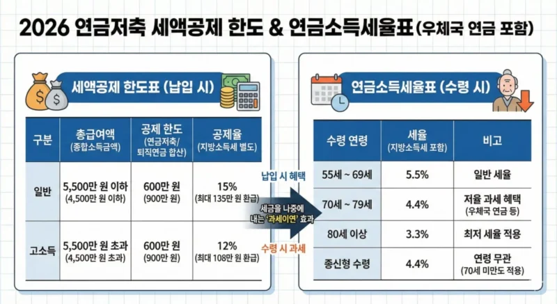 세액공제 한도표와 세율표 인포그래픽