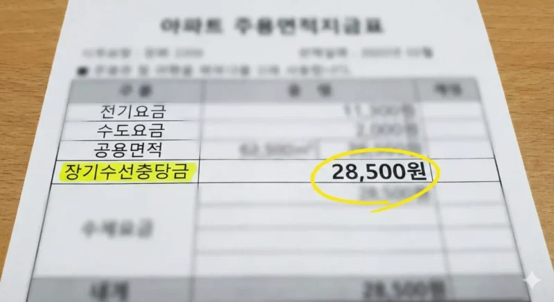 아파트 관리비 고지서에서 장기수선충당금 항목
