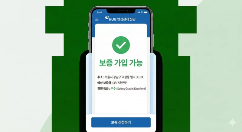안심전세 진단서 결과 페이지에서 '보증 가입 가능' 여부가 체크된 리포트 화면