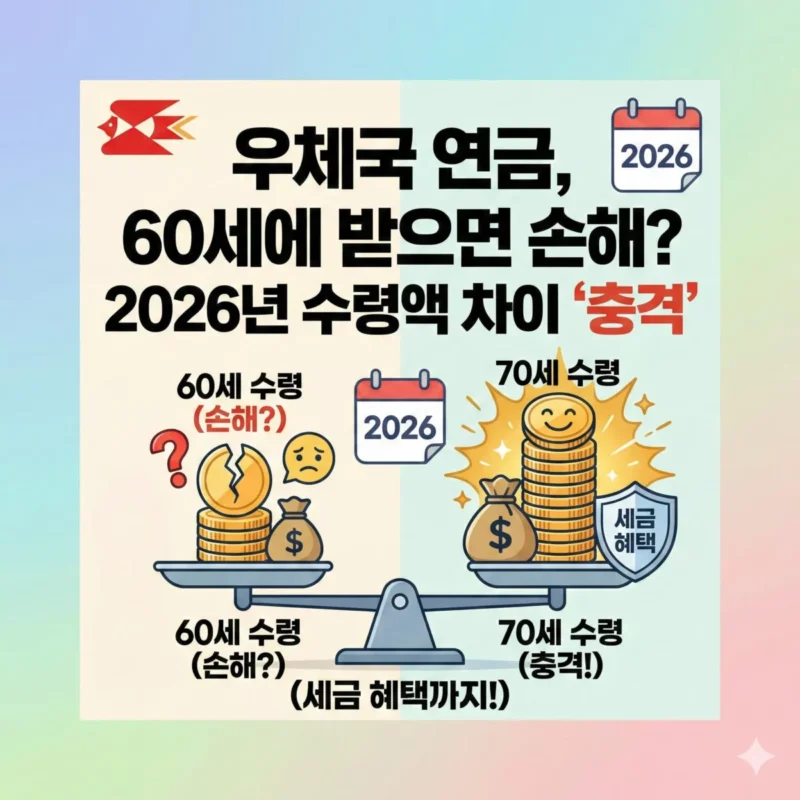 우체국 연금, 60세에 받으면 손해 2026년 수령액 차이 '충격' (세금 혜택) 썸네일