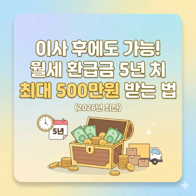 이사 후에도 가능! 월세 환급금 5년 치 최대 500만원 받는 법 (2026년 최신) 썸네일