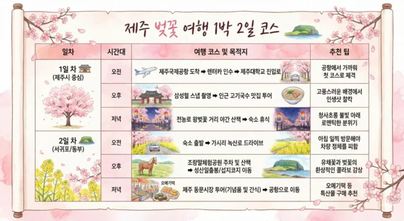 제주 벚꽃 여행 1박 2일 추천 코스