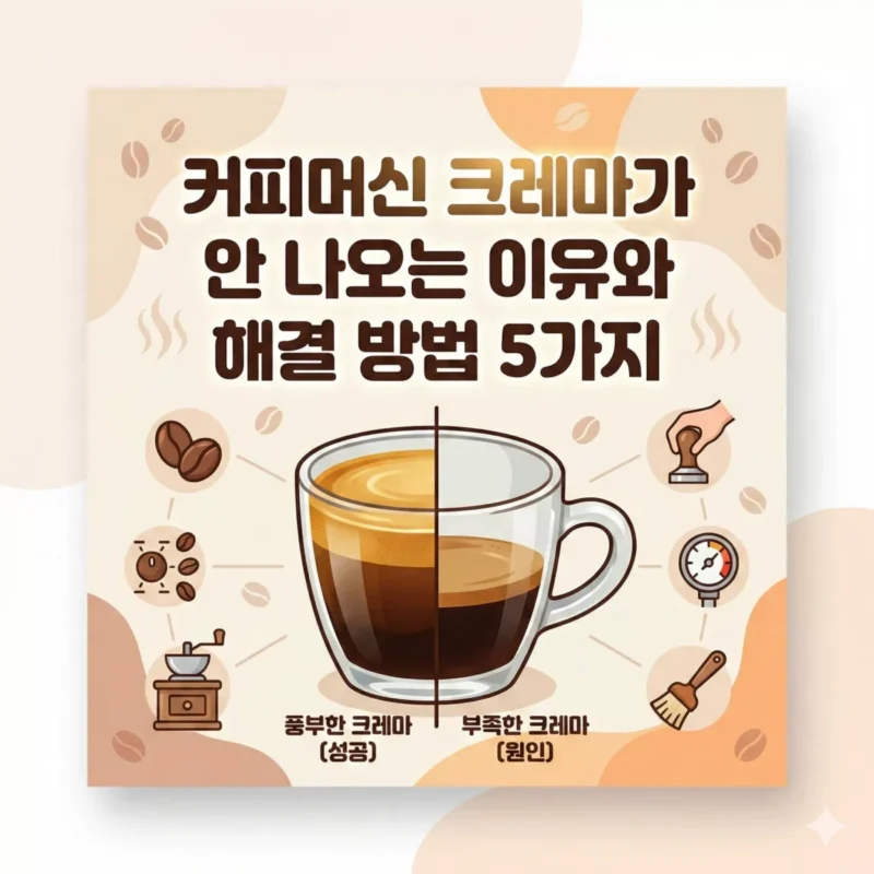 커피머신 크레마가 안 나오는 이유와 해결 방법 5가지 블로그 썸네일