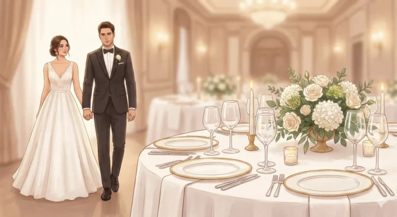 호텔 결혼식장 테이블 세팅 사진