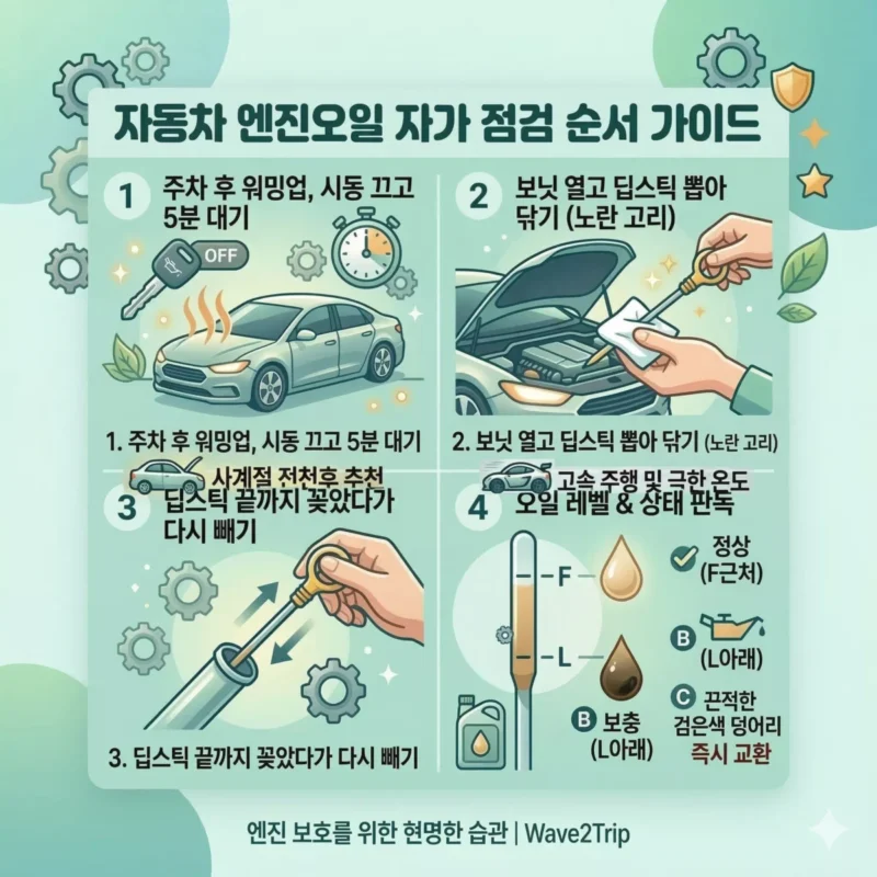 자동차 엔진오일 자가 점검 순서 가이드