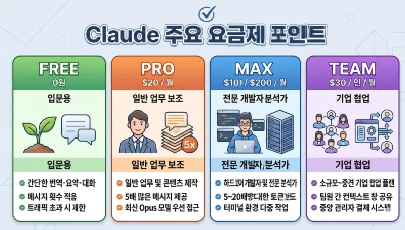 클로드 주요 요금제 포인트