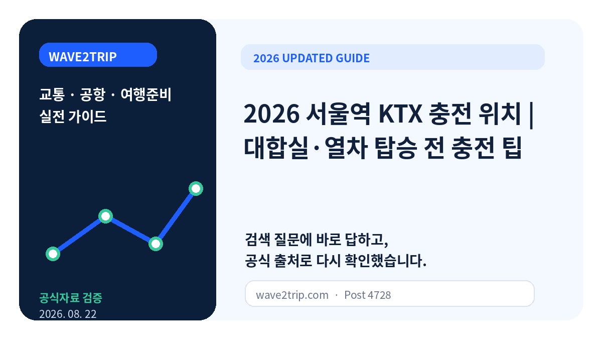2026 서울역 KTX 충전 위치 | 대합실·열차 탑승 전 충전 팁