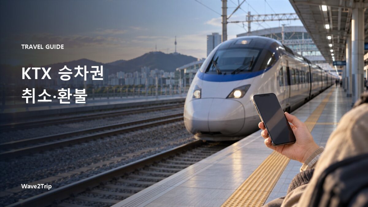 고속열차와 휴대전화를 든 여행자를 표현한 AI 제작 이미지