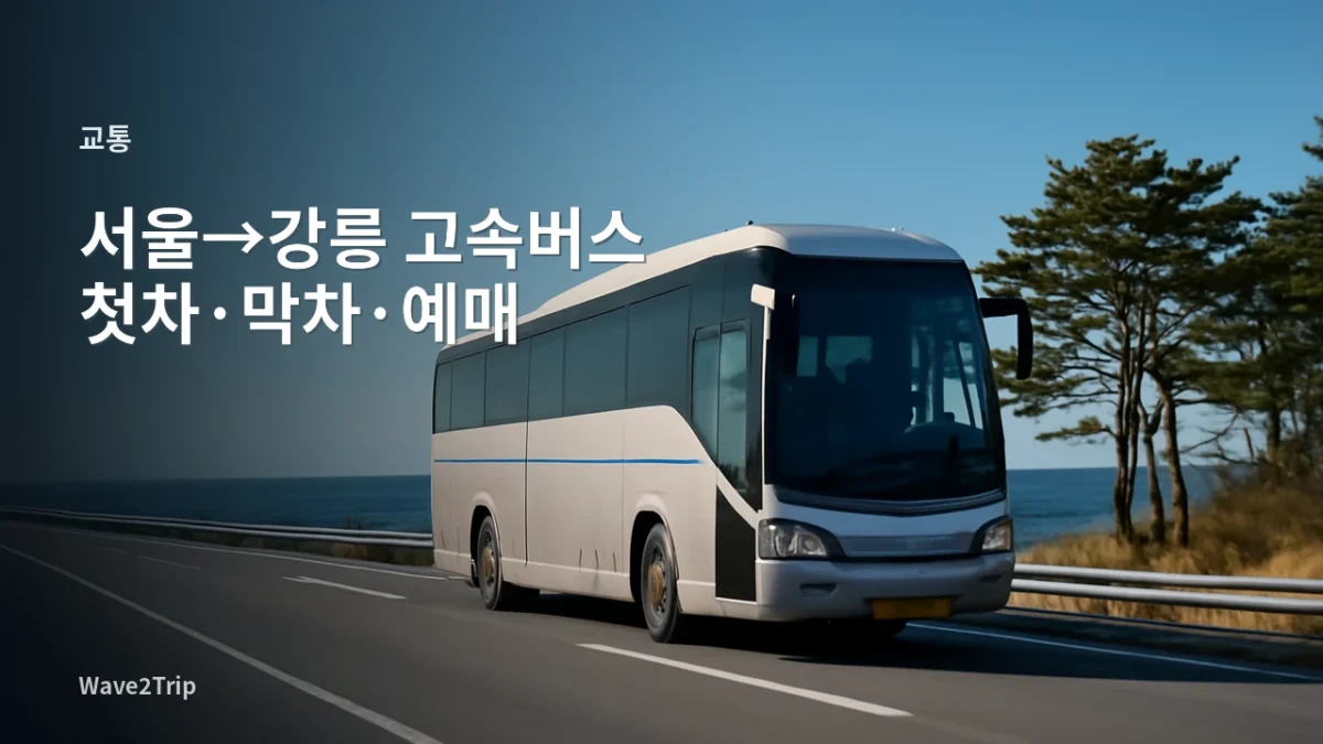 서울에서 강릉으로 이동하는 고속버스와 동해 바다 분위기를 표현한 Wave2Trip 여행 가이드 썸네일